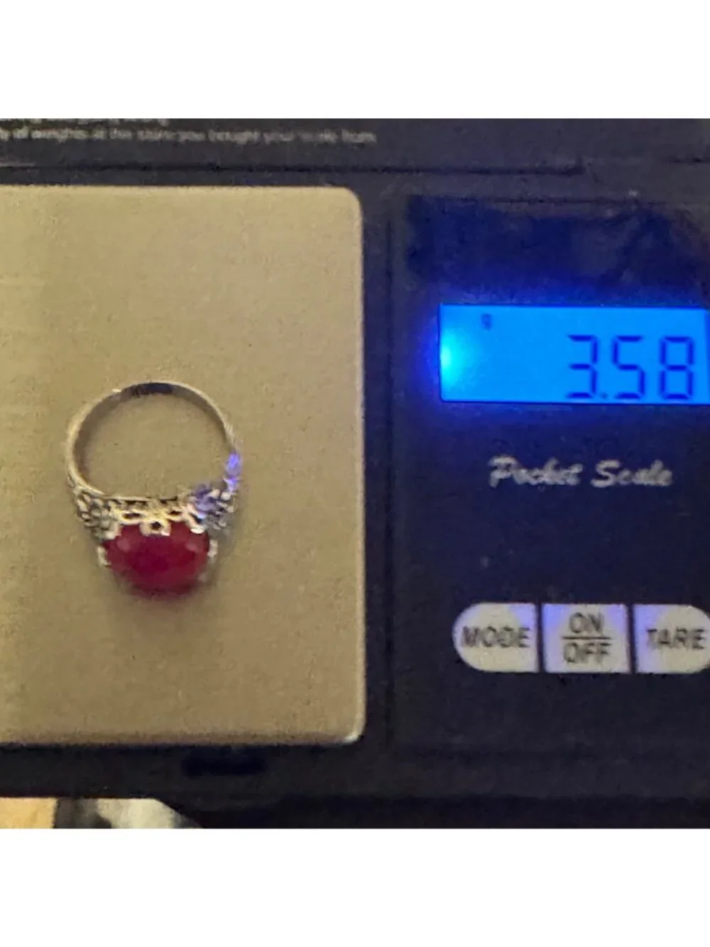 Solid Sterling Silver 925 Indian Ruby Corundum Scroll Design Ring Size 6